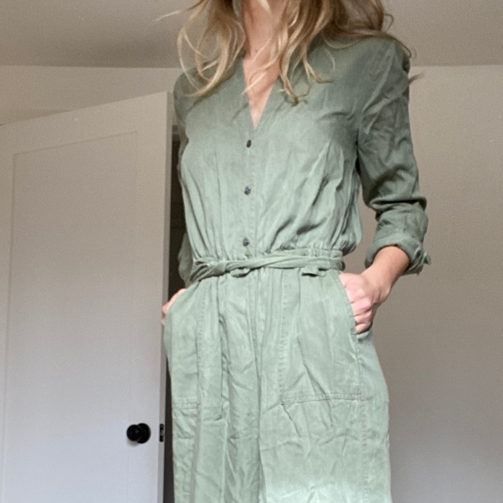 Green Utility-style jumpsuit xs